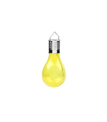 Lampa Solara LED Decorativa sub forma de Bulb, pentru exterior, suspendata, IP65, galben